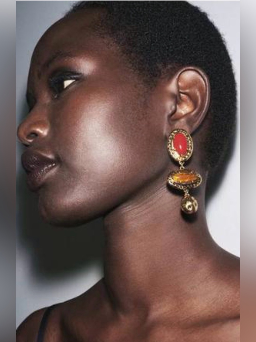 Zara Gold-Tone Drop Earrings with Stones